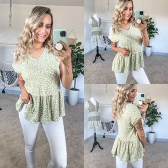 Mint Leopard Babydoll Tee - Picture 1 of 1